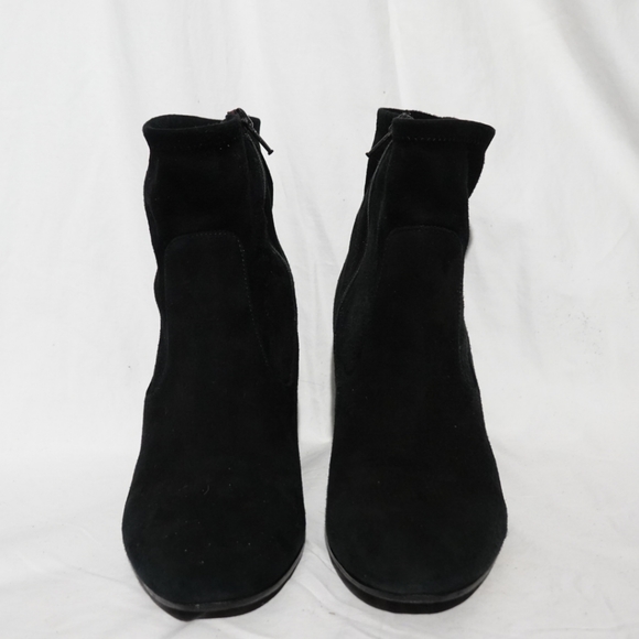CLUB MONACO Black Stretch Suede Heeled Ankle Boot, size 38 - Picture 2 of 7